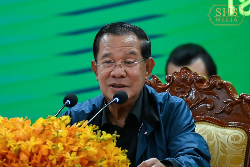 Cambodian Senate President Hun Sen speaks in Preah Vihear on June 27, 2025.